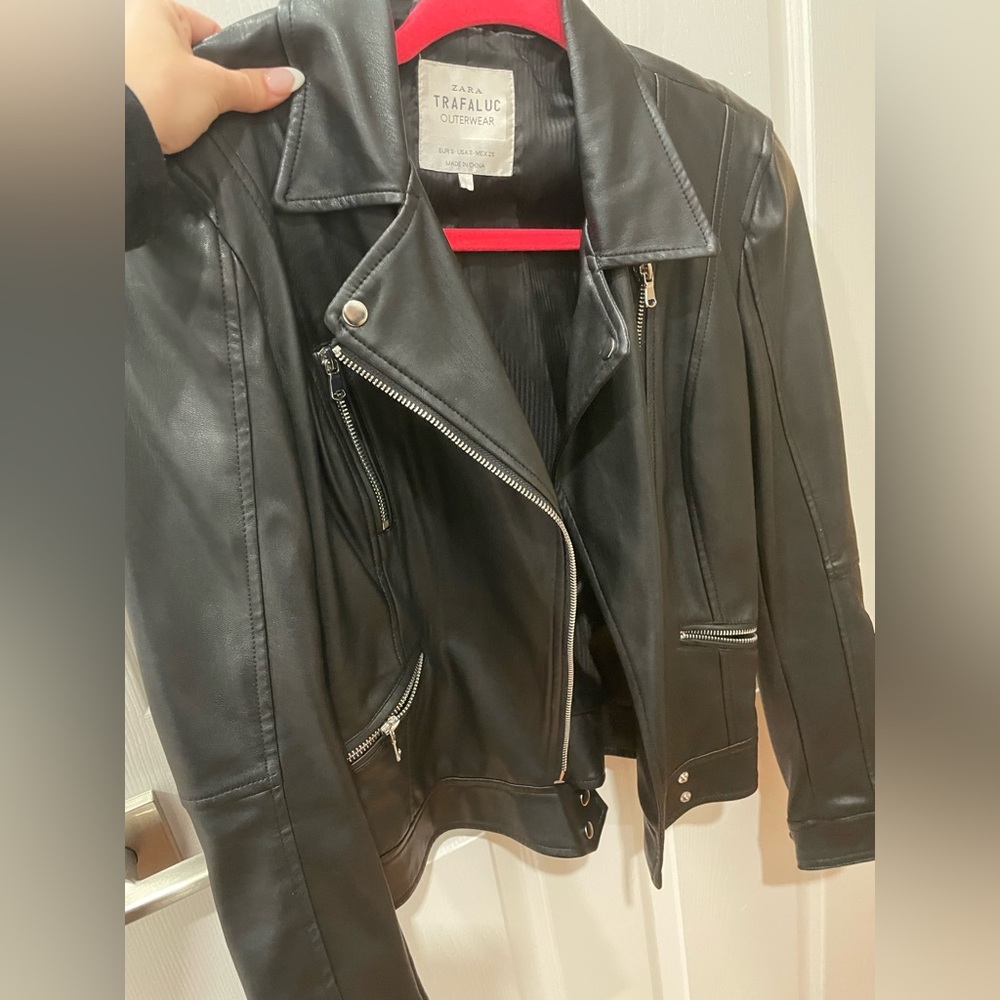 Zara Faux Leather Jacket Black Small